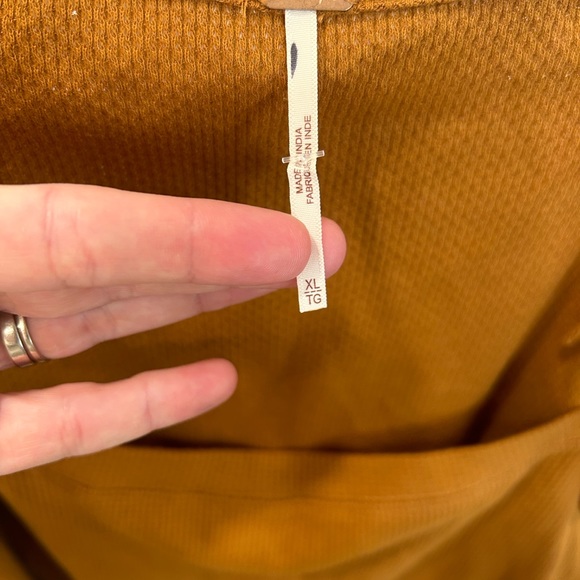 Square Neck, Waffle, rivet sleeves, Free People Top, size XL, New - Picture 3 of 5